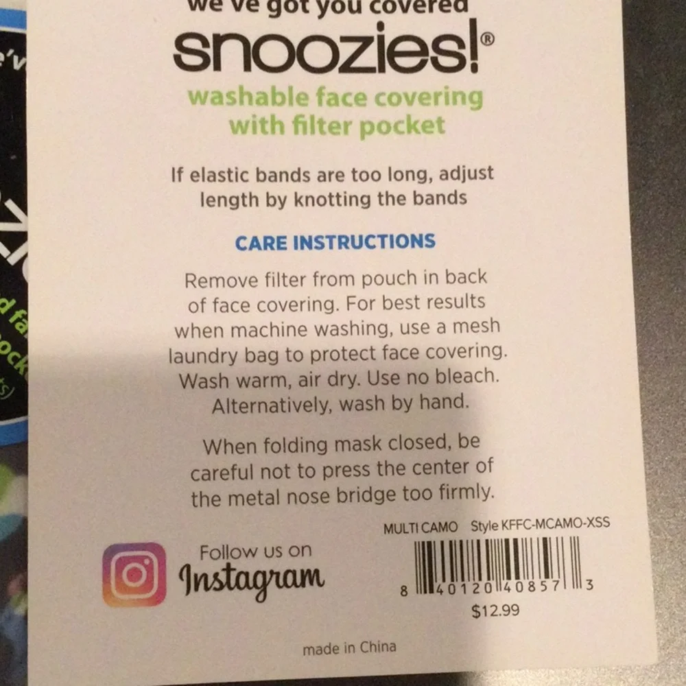 Washable Face Covering with Filter Pocket Kids